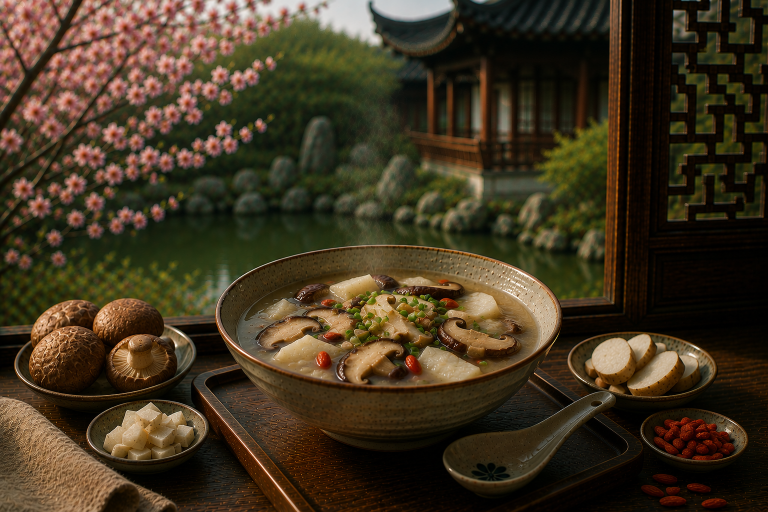 Sopa restauradora de shiitake e inhame